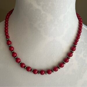 Classic Graduated Red Glass Beaded Necklace